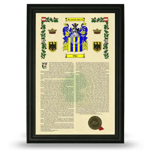Wirz Armorial History Framed - Black