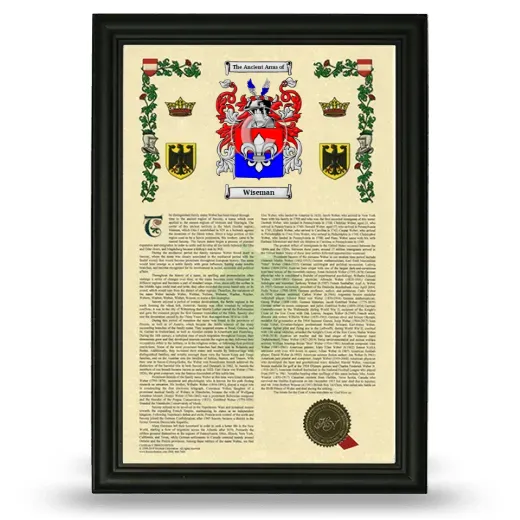 Wiseman Armorial History Framed - Black