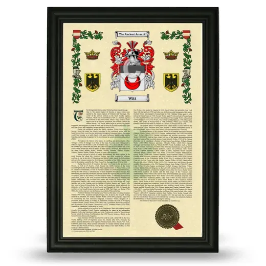 Witt Armorial History Framed - Black