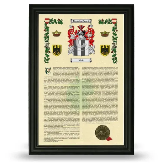 Woit Armorial History Framed - Black