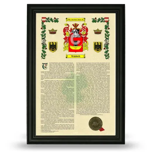 Wojciech Armorial History Framed - Black