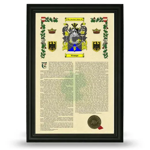 Wrange Armorial History Framed - Black