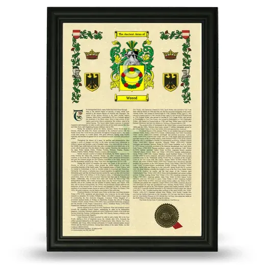 Wreed Armorial History Framed - Black