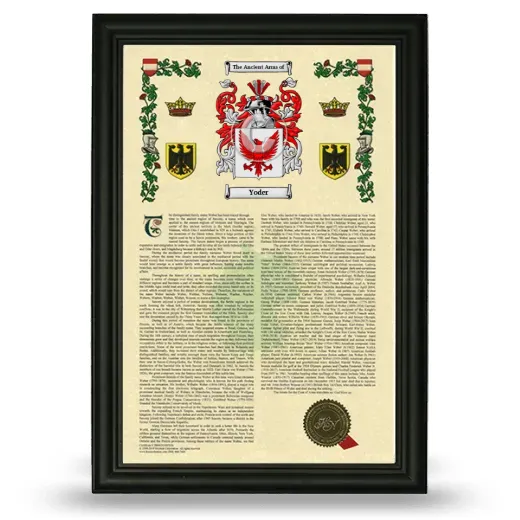 Yoder Armorial History Framed - Black