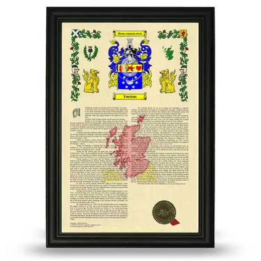 Yorston Armorial History Framed - Black