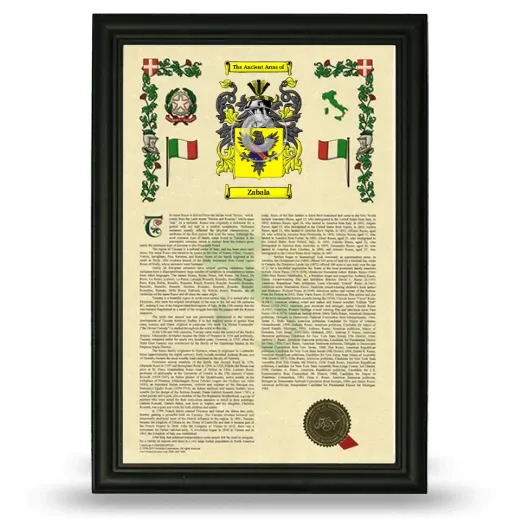 Zabala Armorial History Framed - Black