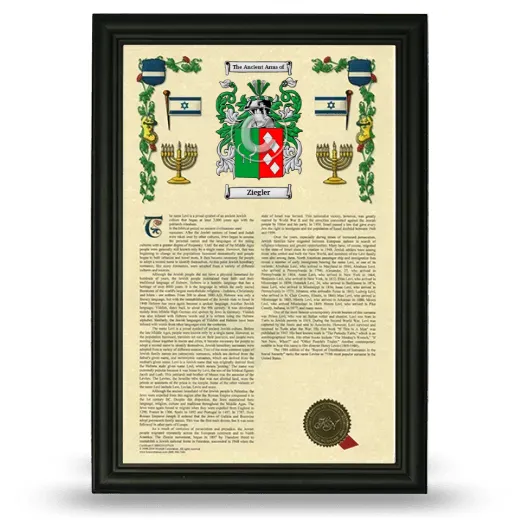 Ziegler Armorial History Framed - Black
