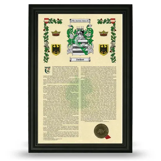 Zuckert Armorial History Framed - Black