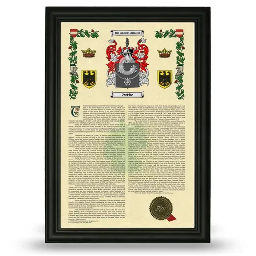 Zwicke Armorial History Framed - Black