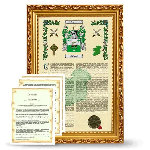 O'Conol Framed Armorial History and Symbolism - Gold