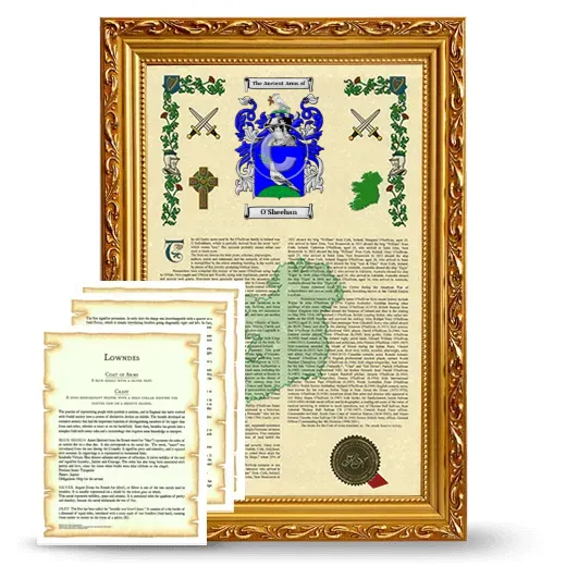 O'Sheehan Framed Armorial History and Symbolism - Gold