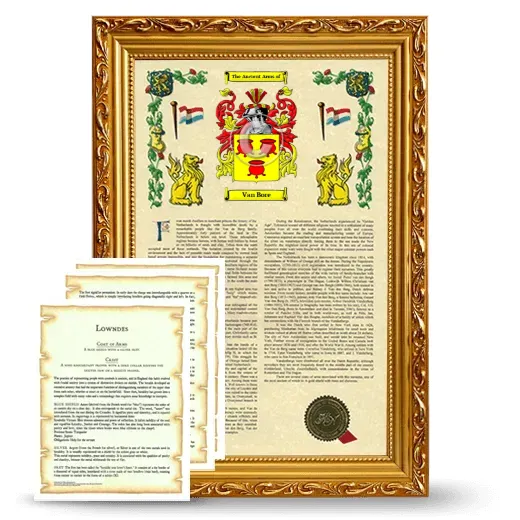 Van Bore Framed Armorial History and Symbolism - Gold
