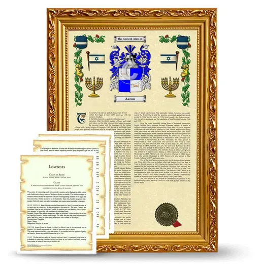 Aaron Framed Armorial History and Symbolism - Gold