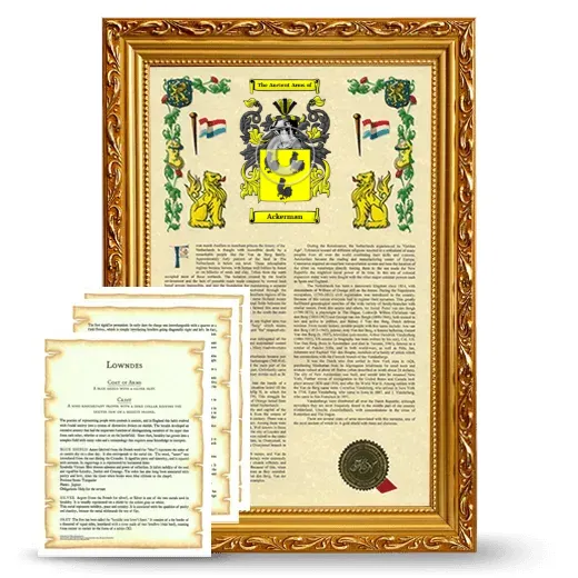 Ackerman Framed Armorial History and Symbolism - Gold