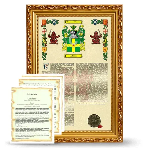 Adams Framed Armorial History and Symbolism - Gold