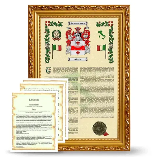 Alegria Framed Armorial History and Symbolism - Gold