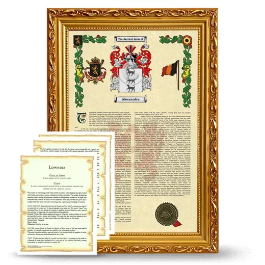 Alessandra Framed Armorial History and Symbolism - Gold