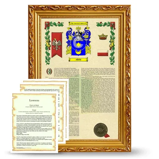Alicki Framed Armorial History and Symbolism - Gold