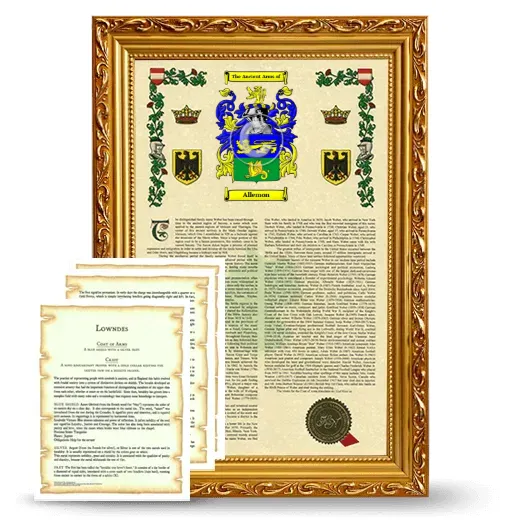 Allemon Framed Armorial History and Symbolism - Gold
