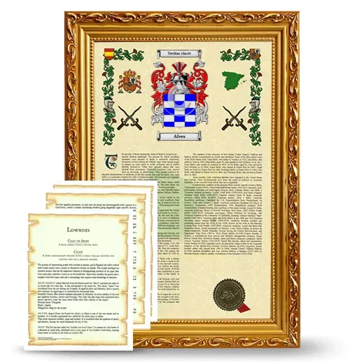 Alves Framed Armorial History and Symbolism - Gold