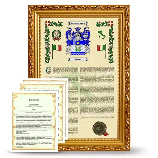 Amaro Framed Armorial History and Symbolism - Gold