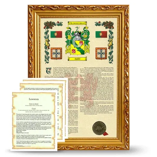 André Framed Armorial History and Symbolism - Gold