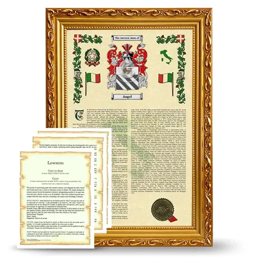 Angel Framed Armorial History and Symbolism - Gold