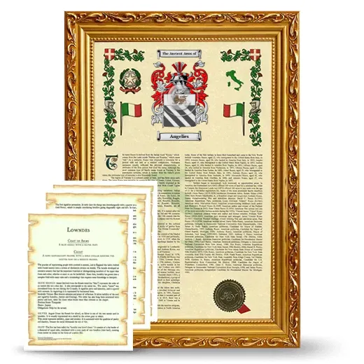 Angelies Framed Armorial History and Symbolism - Gold