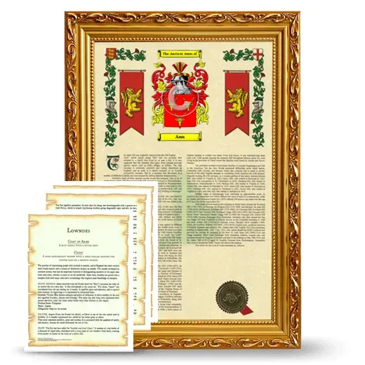 Ann Framed Armorial History and Symbolism - Gold