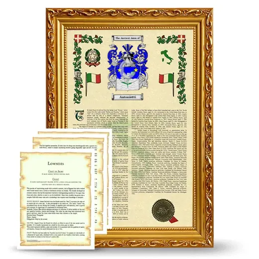 Antonietti Framed Armorial History and Symbolism - Gold