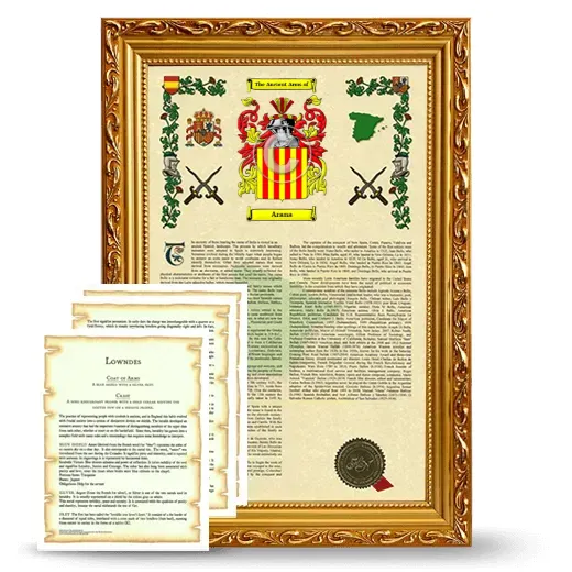 Arana Framed Armorial History and Symbolism - Gold