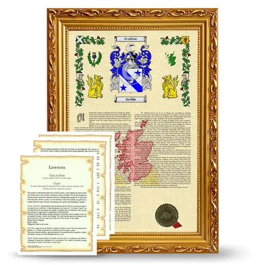 Archie Framed Armorial History and Symbolism - Gold