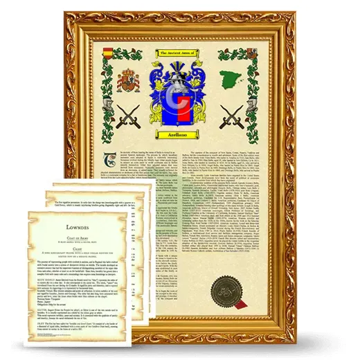 Arellano Framed Armorial History and Symbolism - Gold