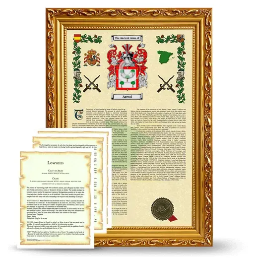 Aresti Framed Armorial History and Symbolism - Gold