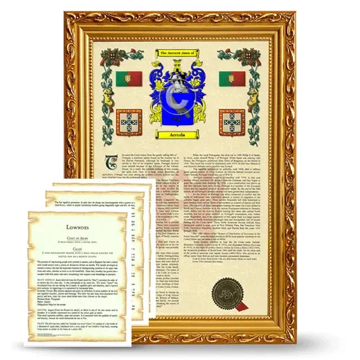 Arruda Framed Armorial History and Symbolism - Gold