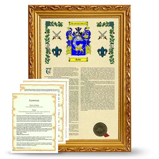 Bader Framed Armorial History and Symbolism - Gold
