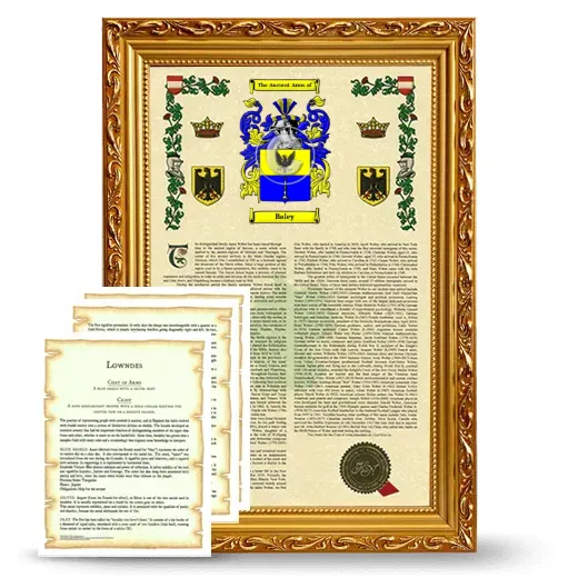 Baley Framed Armorial History and Symbolism - Gold
