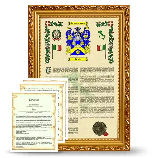 Banis Framed Armorial History and Symbolism - Gold