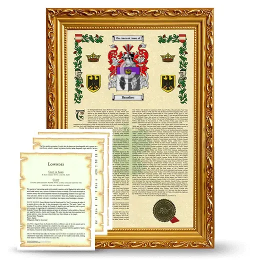 Bansher Framed Armorial History and Symbolism - Gold