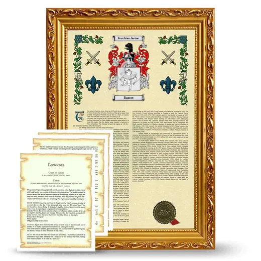 Barret Framed Armorial History and Symbolism - Gold