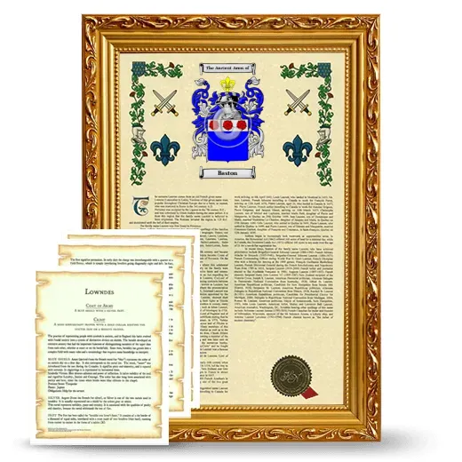 Baston Framed Armorial History and Symbolism - Gold