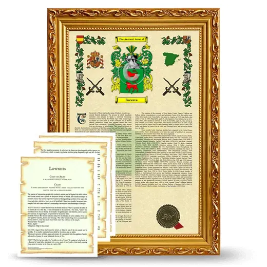 Becerra Framed Armorial History and Symbolism - Gold