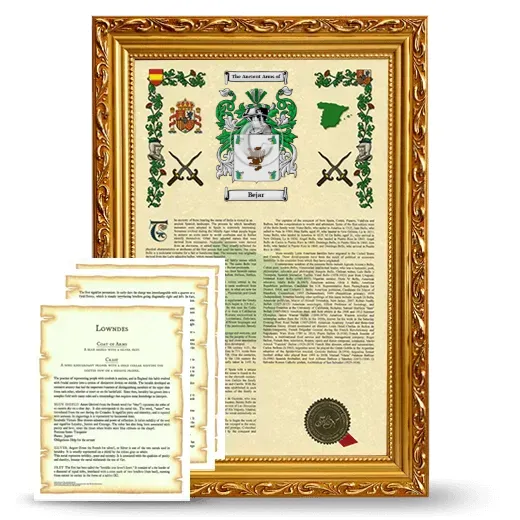 Bejar Framed Armorial History and Symbolism - Gold