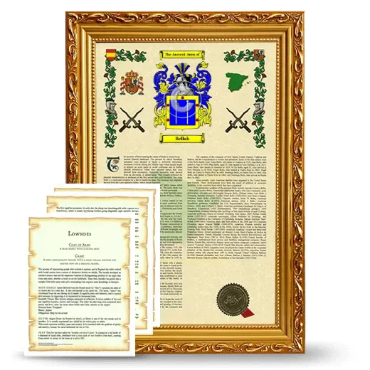 Bellah Framed Armorial History and Symbolism - Gold
