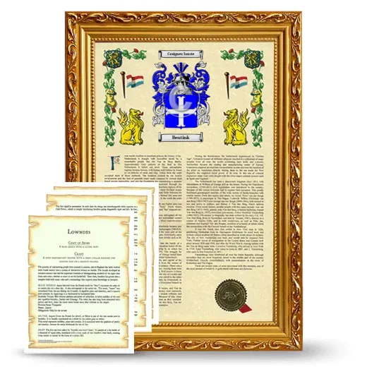 Bentink Framed Armorial History and Symbolism - Gold