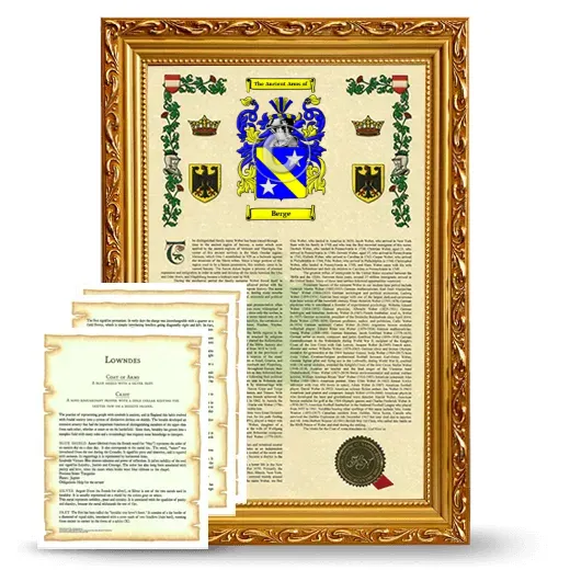 Berge Framed Armorial History and Symbolism - Gold