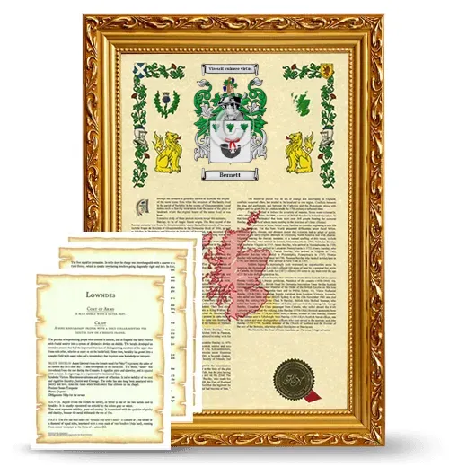 Bernett Framed Armorial History and Symbolism - Gold