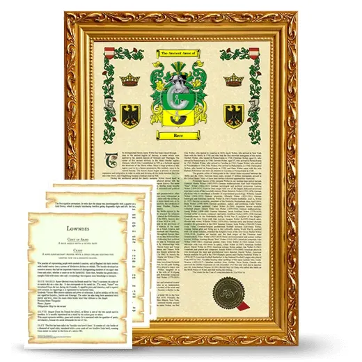 Berr Framed Armorial History and Symbolism - Gold