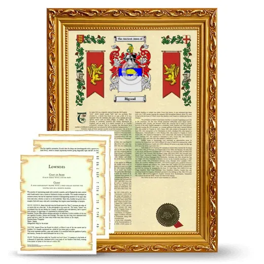 Bigood Framed Armorial History and Symbolism - Gold
