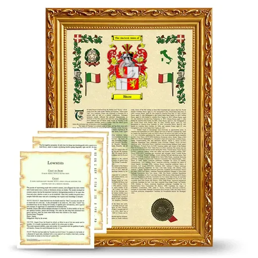 Bisco Framed Armorial History and Symbolism - Gold